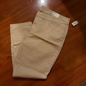 Old Navy High Rise Pixie Straight Pants Plus Size 18 | Khaki Stretch